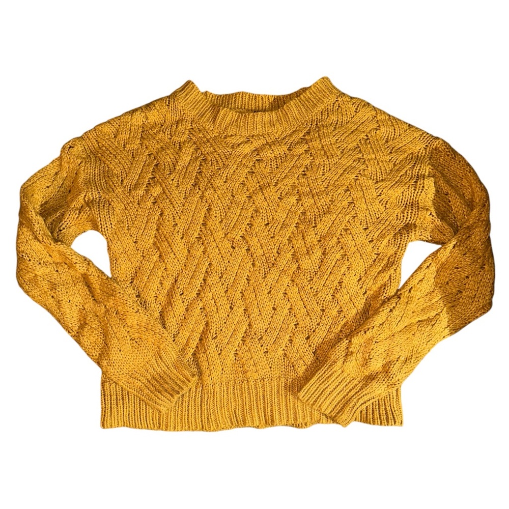 Mustard, yellow knit cropped sweater
